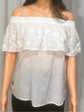 Elegant White Embroidered Off-Shoulder Blouse